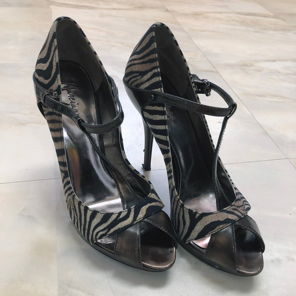 Marciano Brown Zebra Print Lianne Platforms